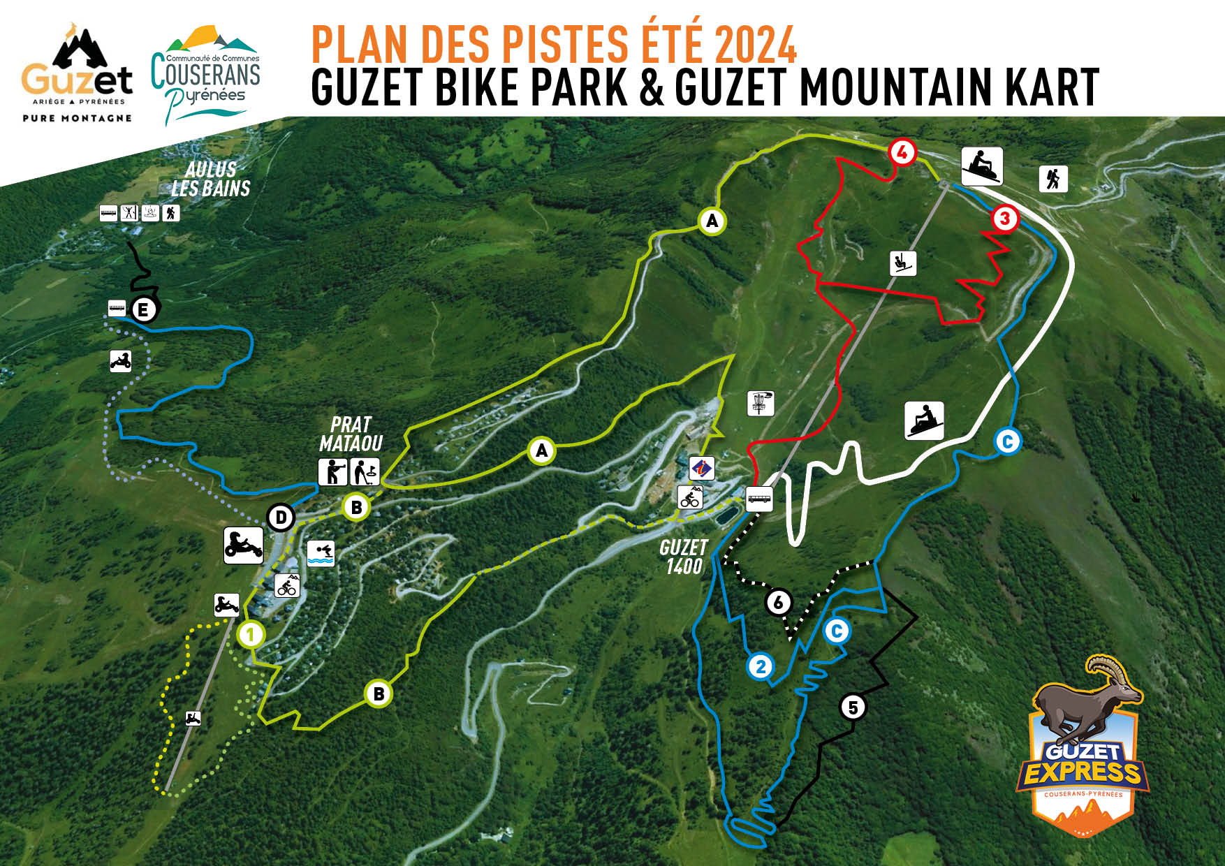 Plan des pistes de Guzet