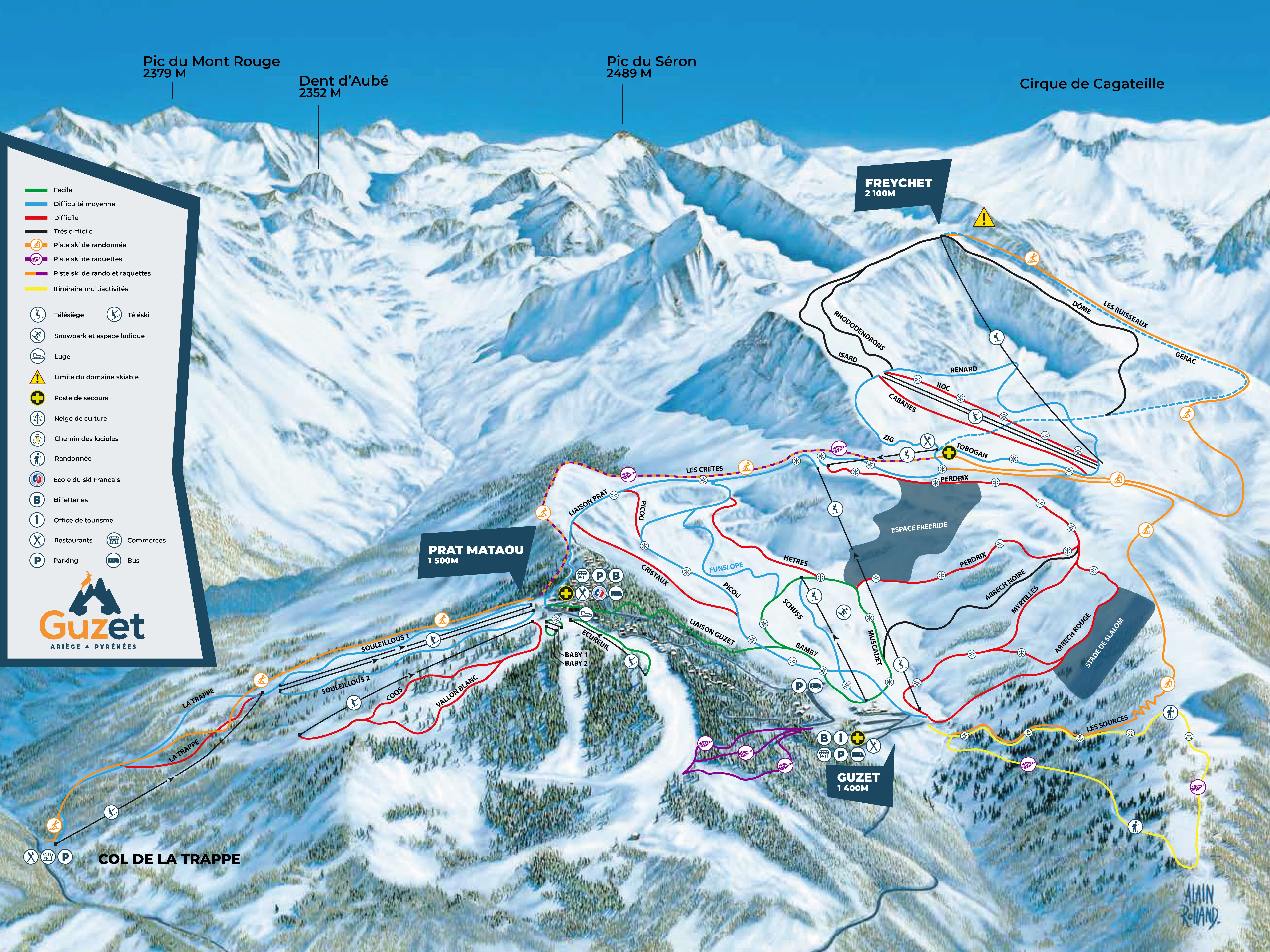 Plan des pistes de Guzet