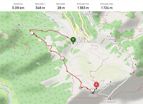 Plan des pistes de Guzet