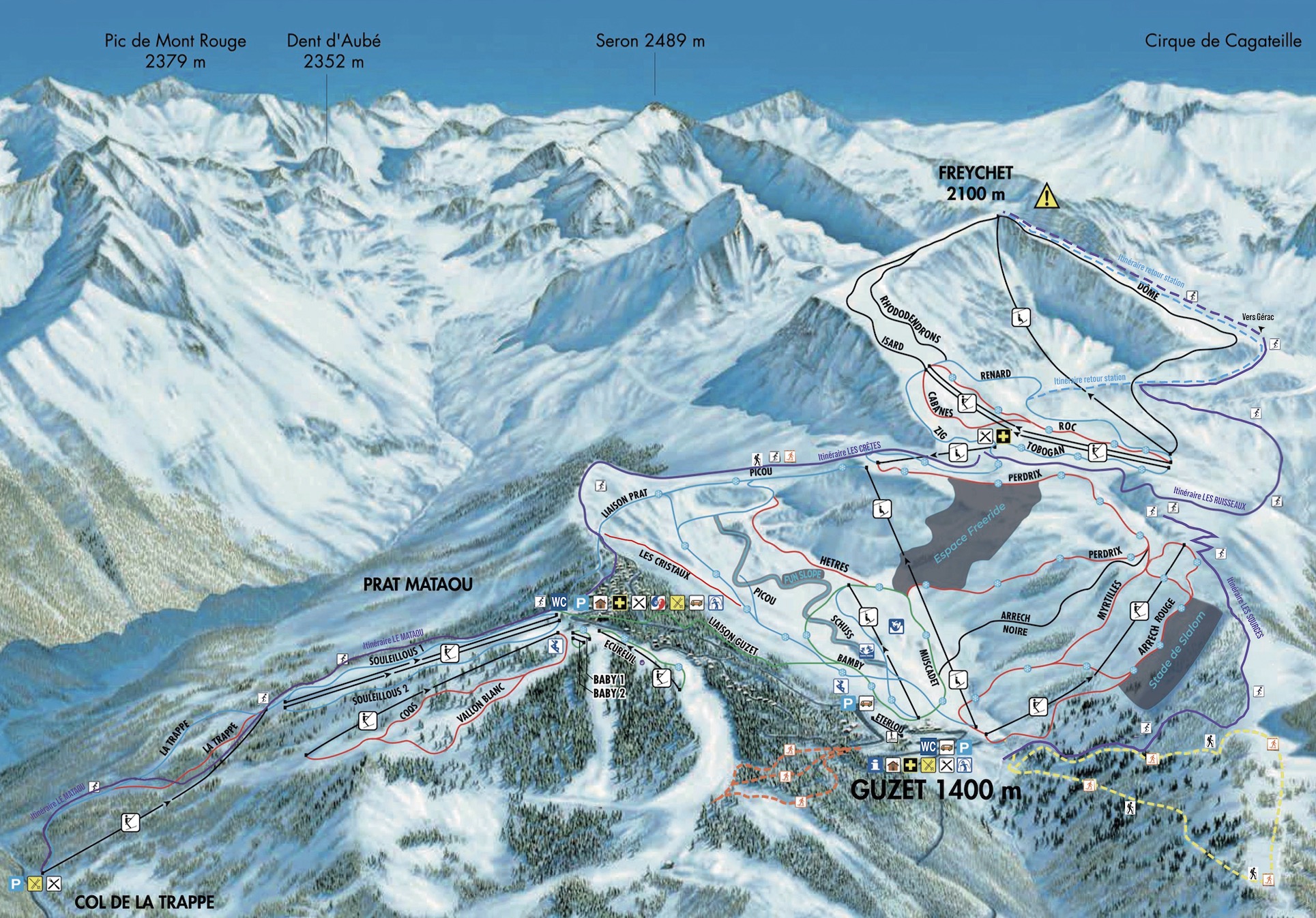 Plan des pistes de Guzet