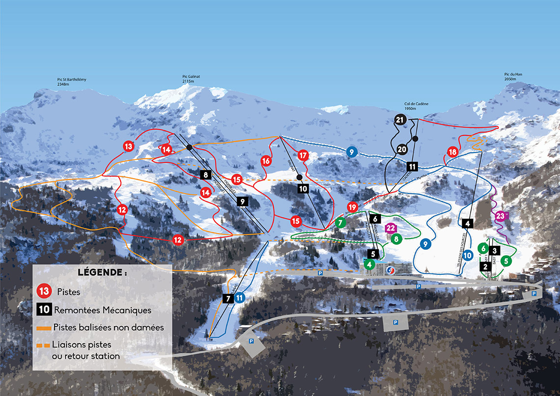 Plan des pistes des Monts d'Olmes