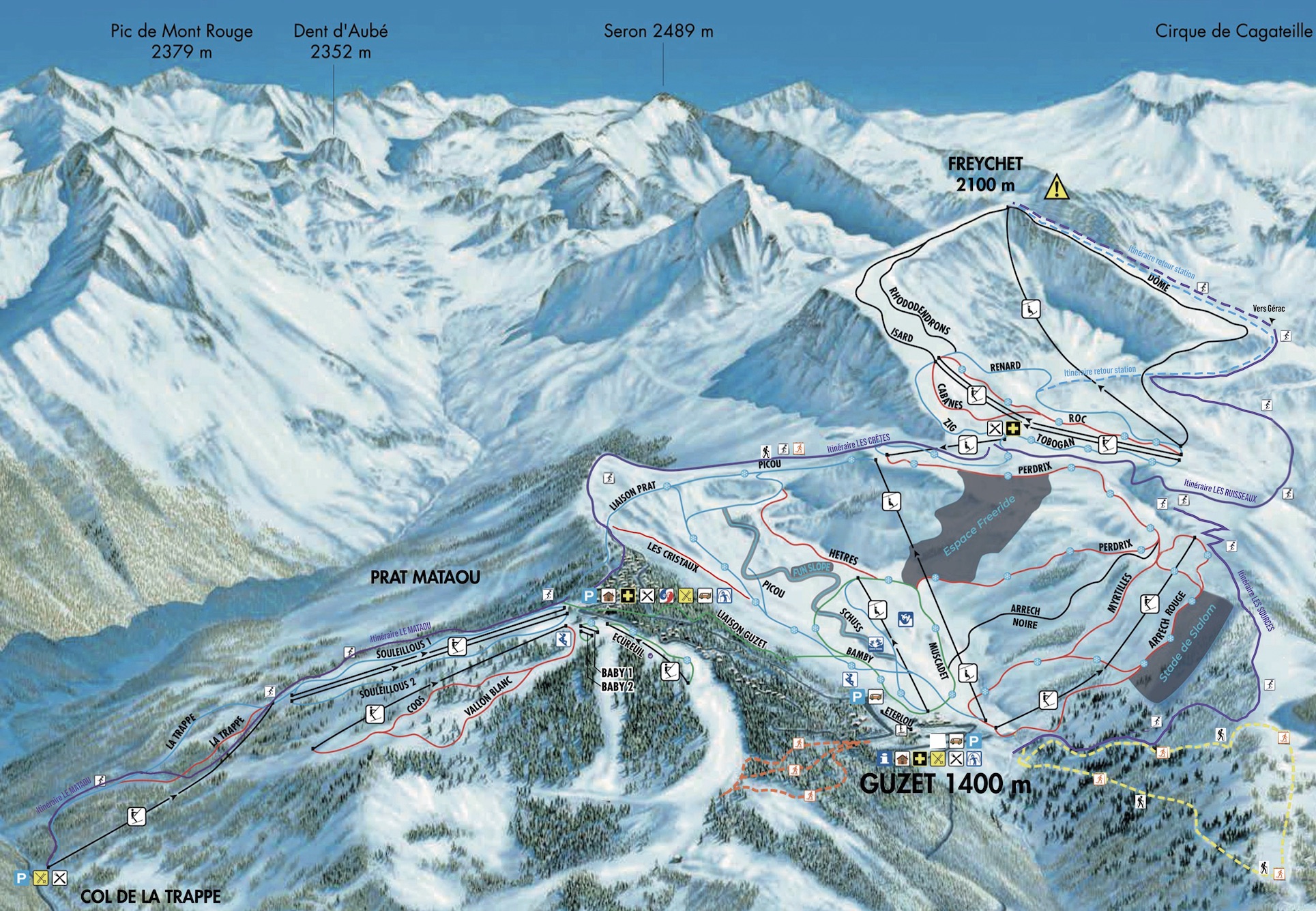 Plan des pistes de Guzet